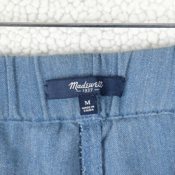 Madewell Joggers Womens Medium Blue Linen Blend Draw String Tapered Casual - Picture 9 of 10
